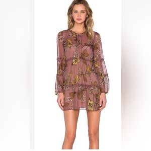 For Love and Lemons Santa Rosa Silk Chiffon Dress M